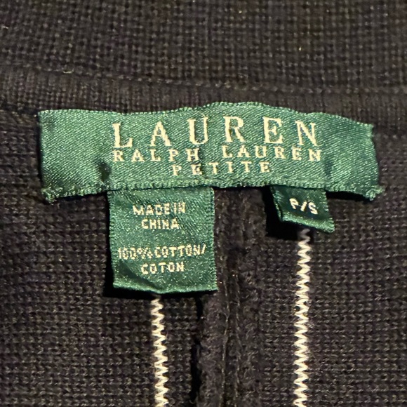 Vintage Lauren by Ralph Lauren Black & White Striped Knit Cotton Blazer Size P/S - Picture 11 of 13